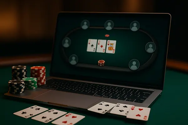 Online-Pokerspiel läuft